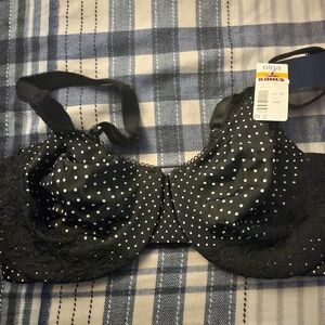 Olga Black Polka Dot Bra Size 36DD